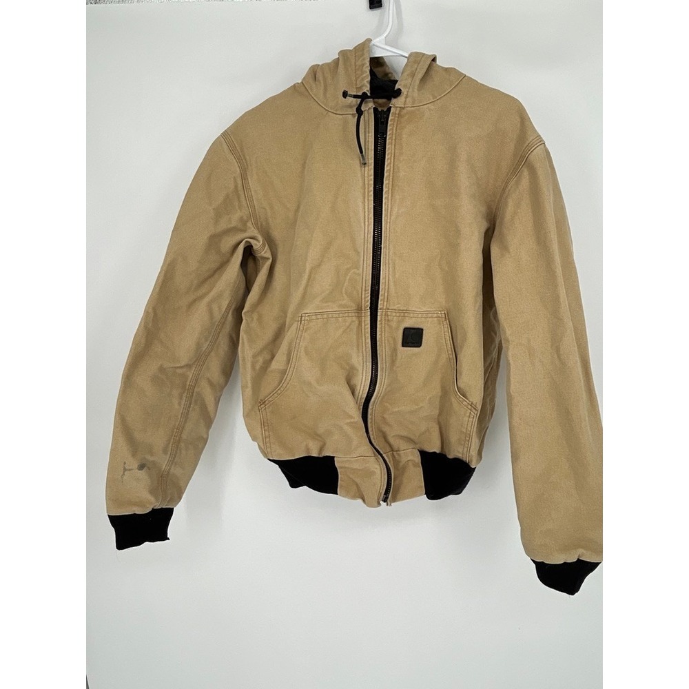 Carhartt J360 WNB Active Jacket Mens Small Worn Brown Y2K Hooded Canvas Utility